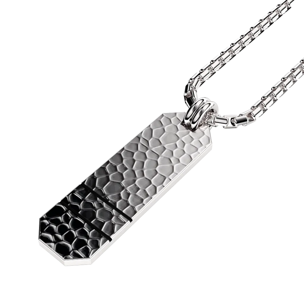Angled Set Your Bar Sterling Silver Double Horizontal Hammered/Blackened Design