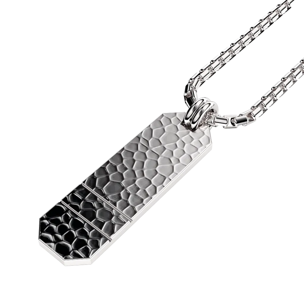 Angled Set Your Bar Sterling Silver Double Horizontal Hammered/Polished Design