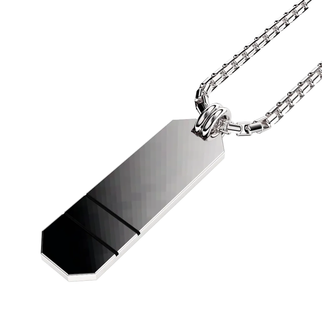Angled Set Your Bar Sterling Silver Double Horizontal Polished/Blackened Design
