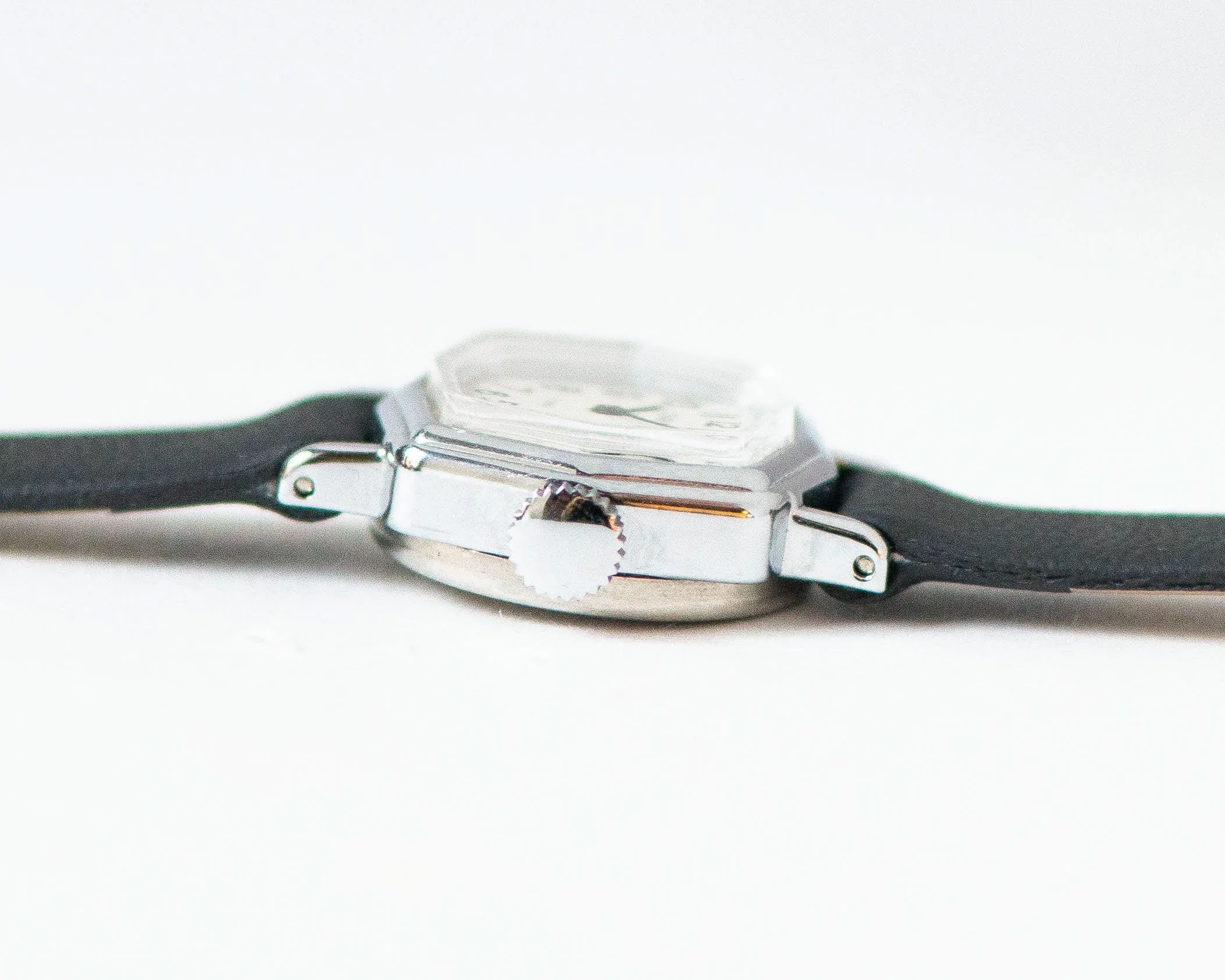 Angular watch for women vintage silver shade Seagull, micro watch mint condition, petite lady watch gift classic, new genuine leather strap