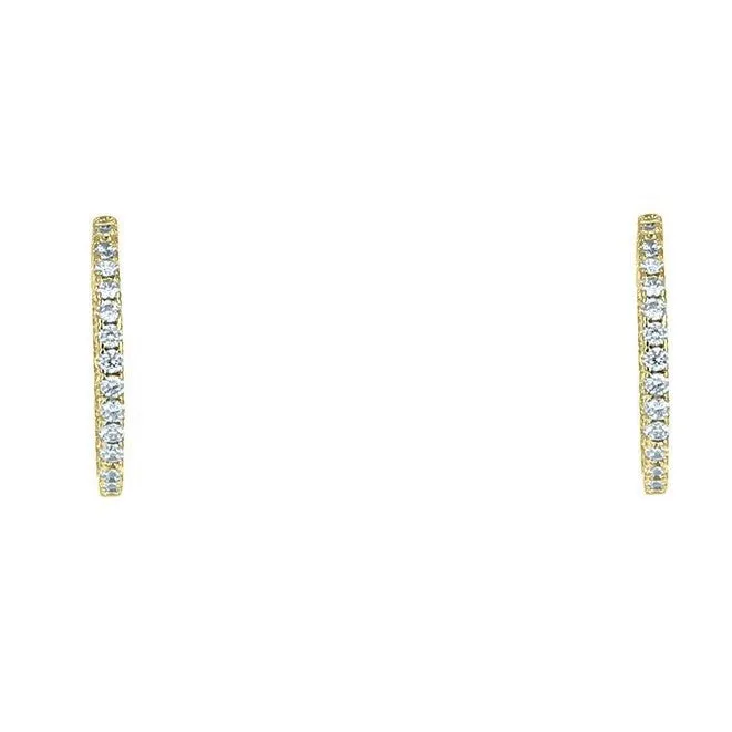 Anna Inside Outside CZ Silver Hoop Earrings | 1.25in