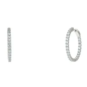 Anna Inside Outside CZ Silver Hoop Earrings | 1.25in