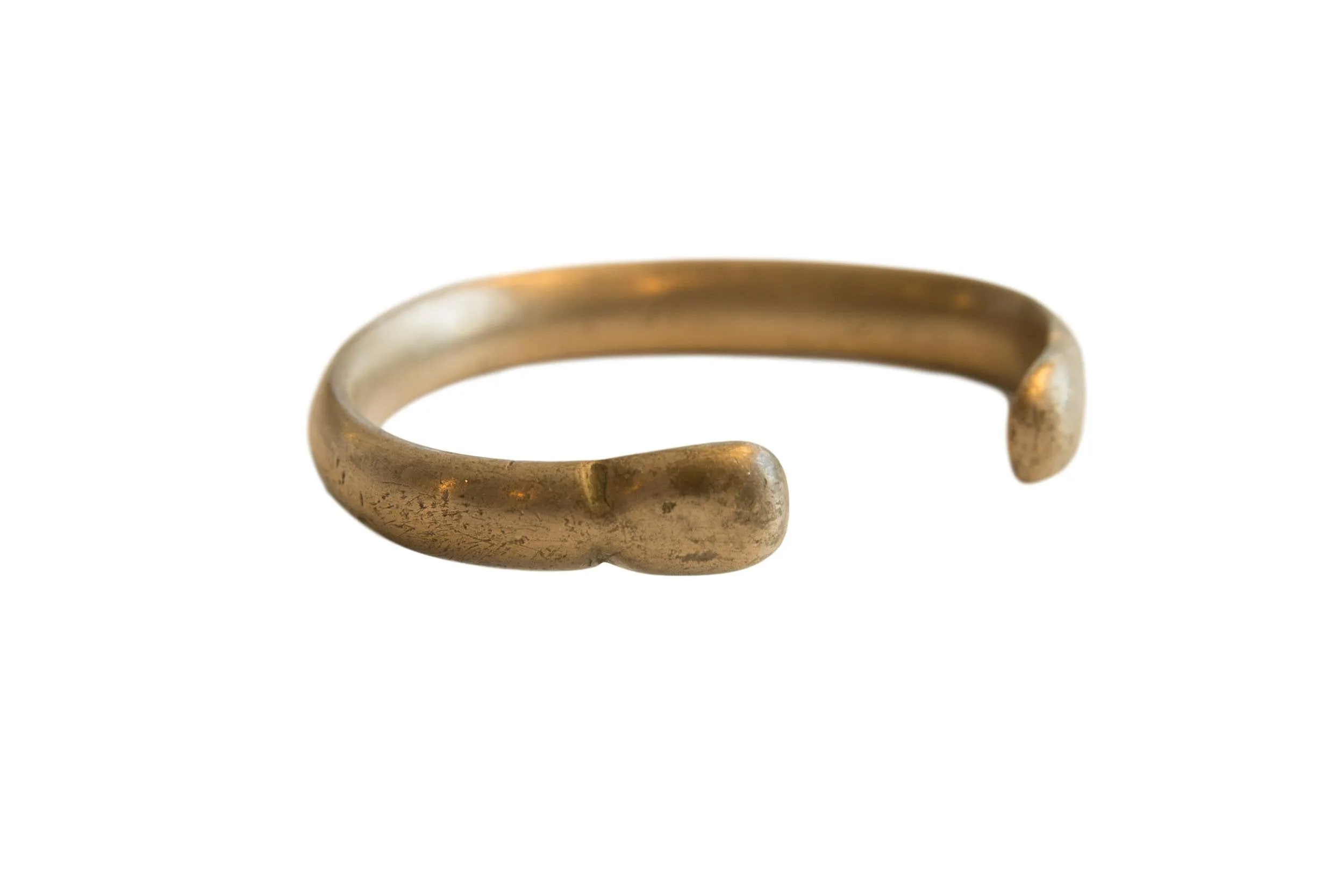 Antique African Bronze Alloy Snake Cuff Bracelet