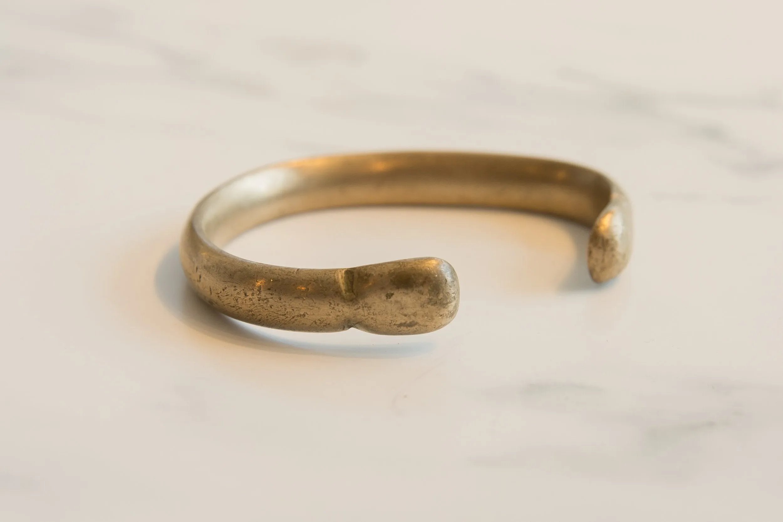 Antique African Bronze Alloy Snake Cuff Bracelet