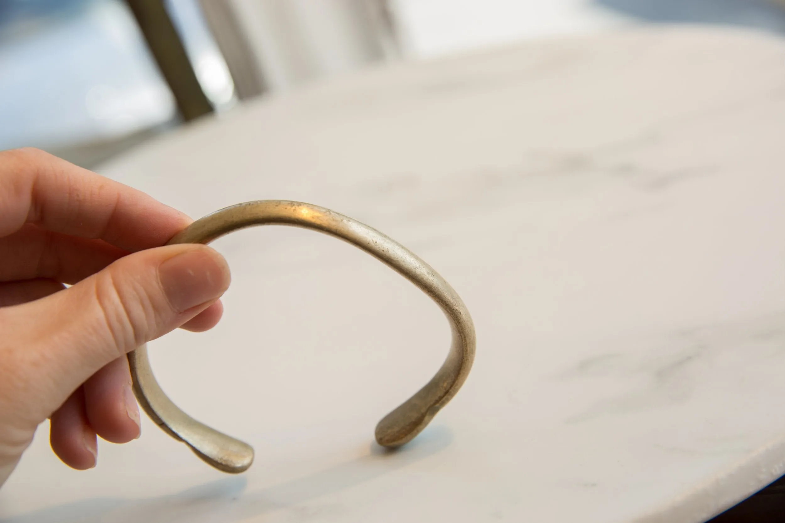 Antique African Bronze Alloy Snake Cuff Bracelet