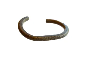 Antique African Bronze Cuff Bracelet with Geometric Detailing