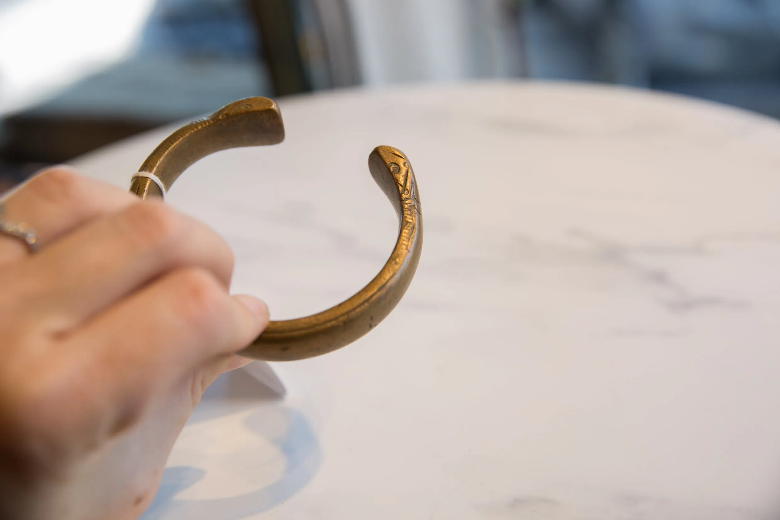 Antique African Bronze Snake Cuff Bracelet