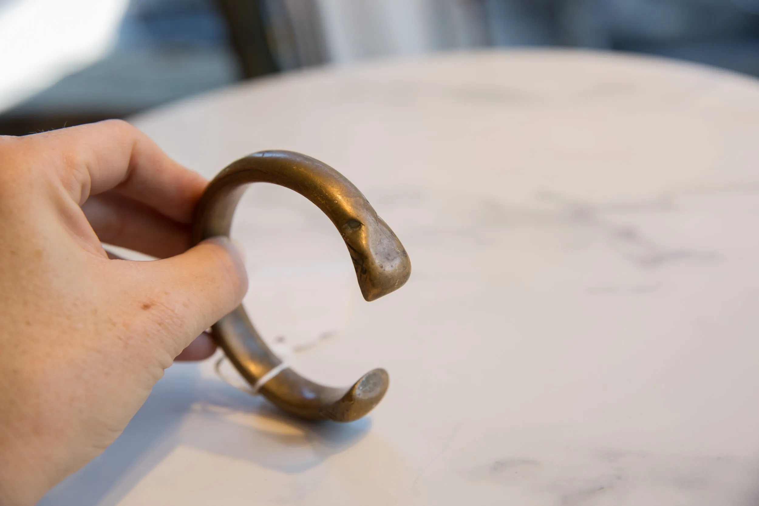 Antique African Bronze Snake Cuff Bracelet