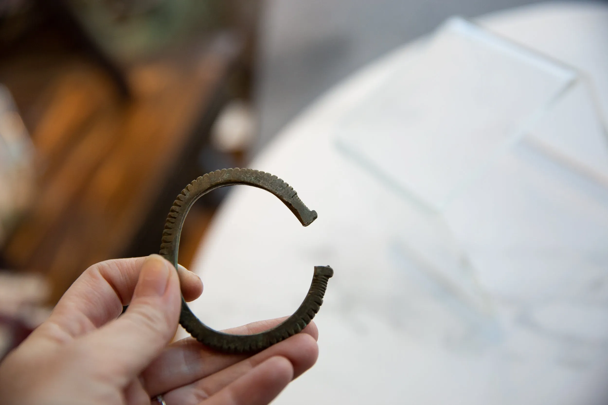 Antique African Bronze Striped Cuff Bracelet