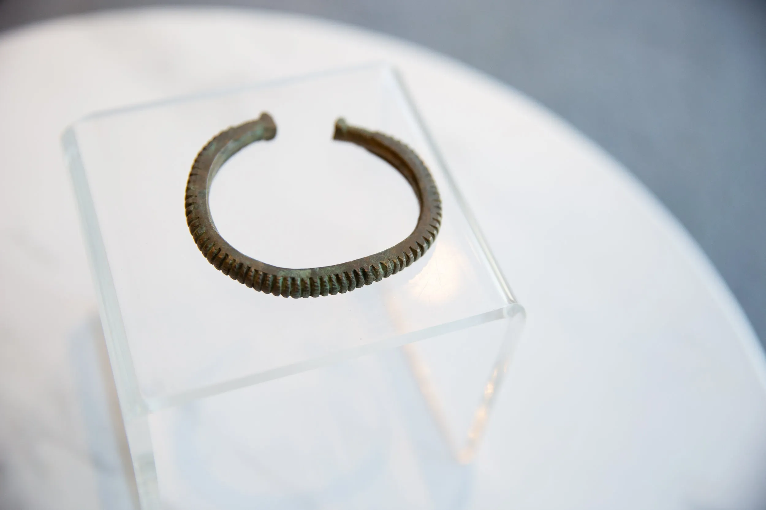 Antique African Bronze Striped Cuff Bracelet