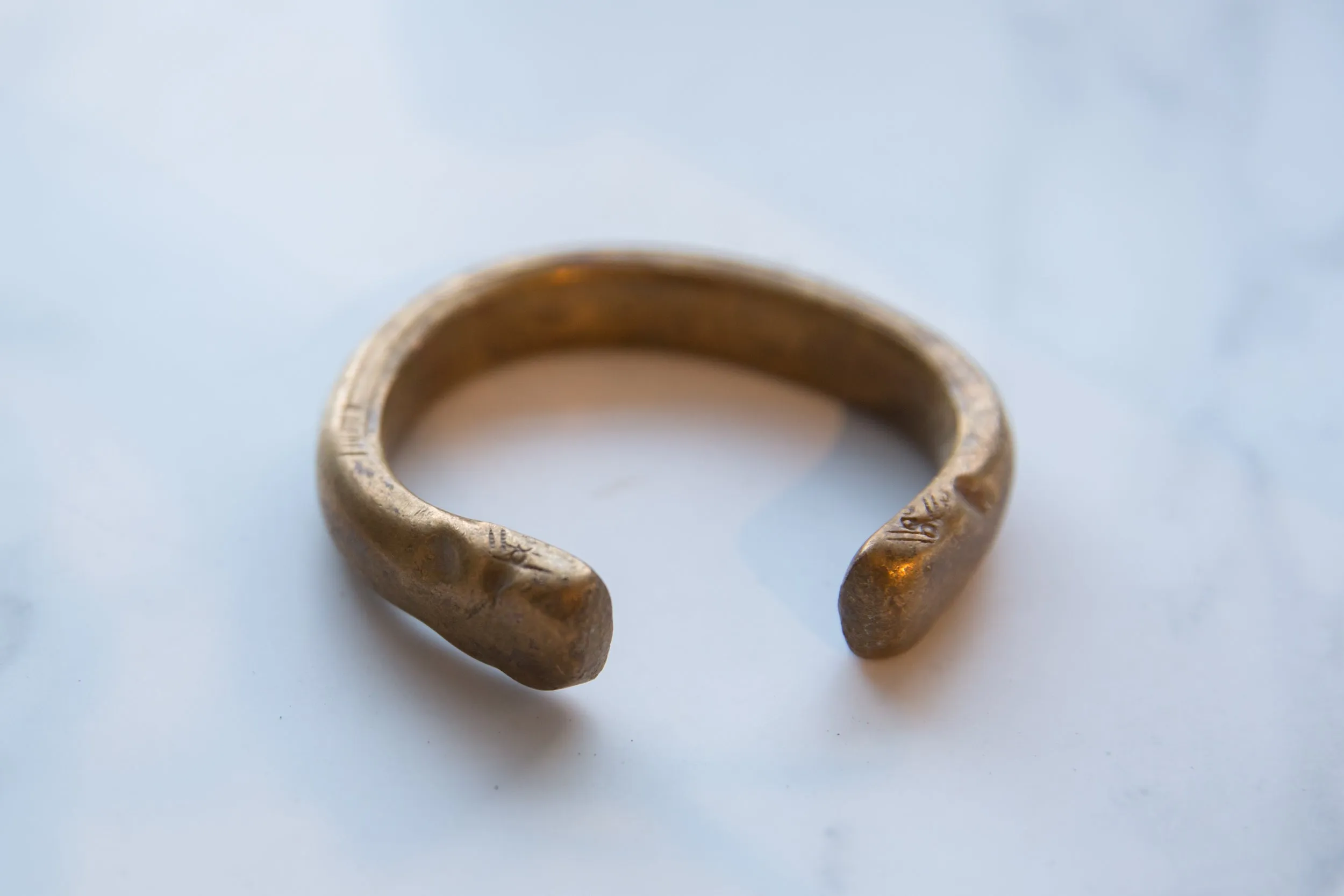 Antique African Copper Alloy Snake Cuff Bracelet