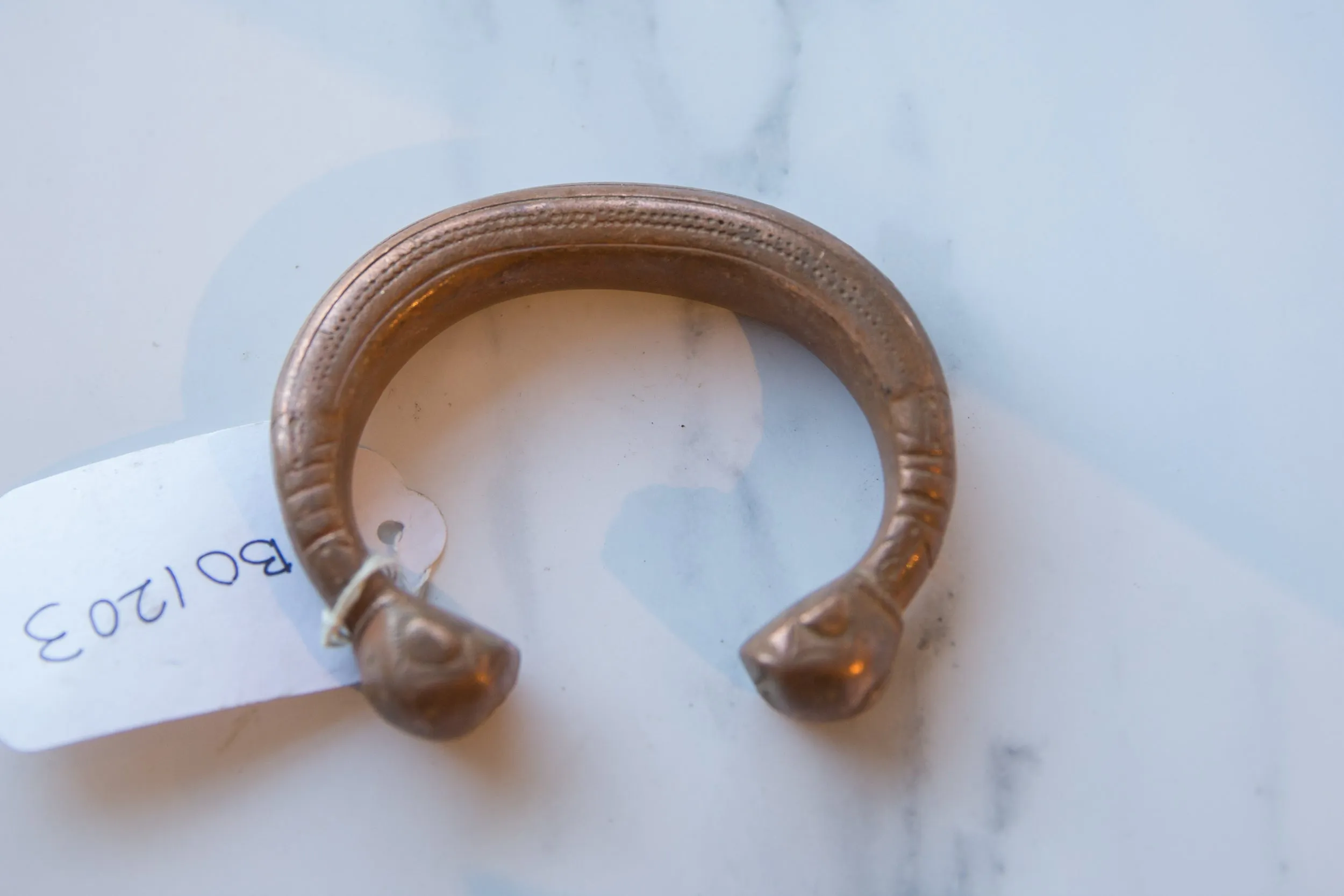 Antique African Copper Alloy Snake Cuff Bracelet