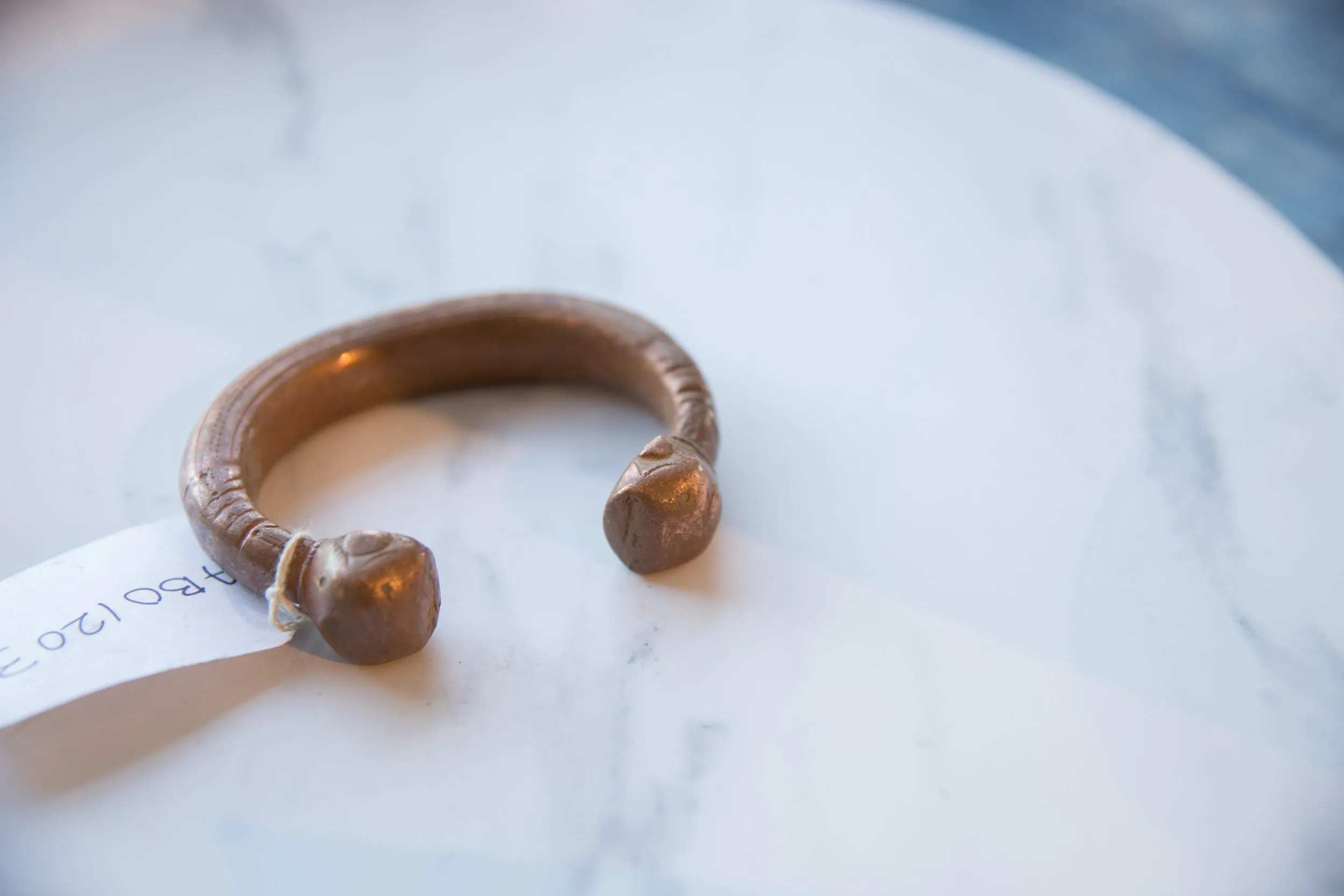 Antique African Copper Alloy Snake Cuff Bracelet
