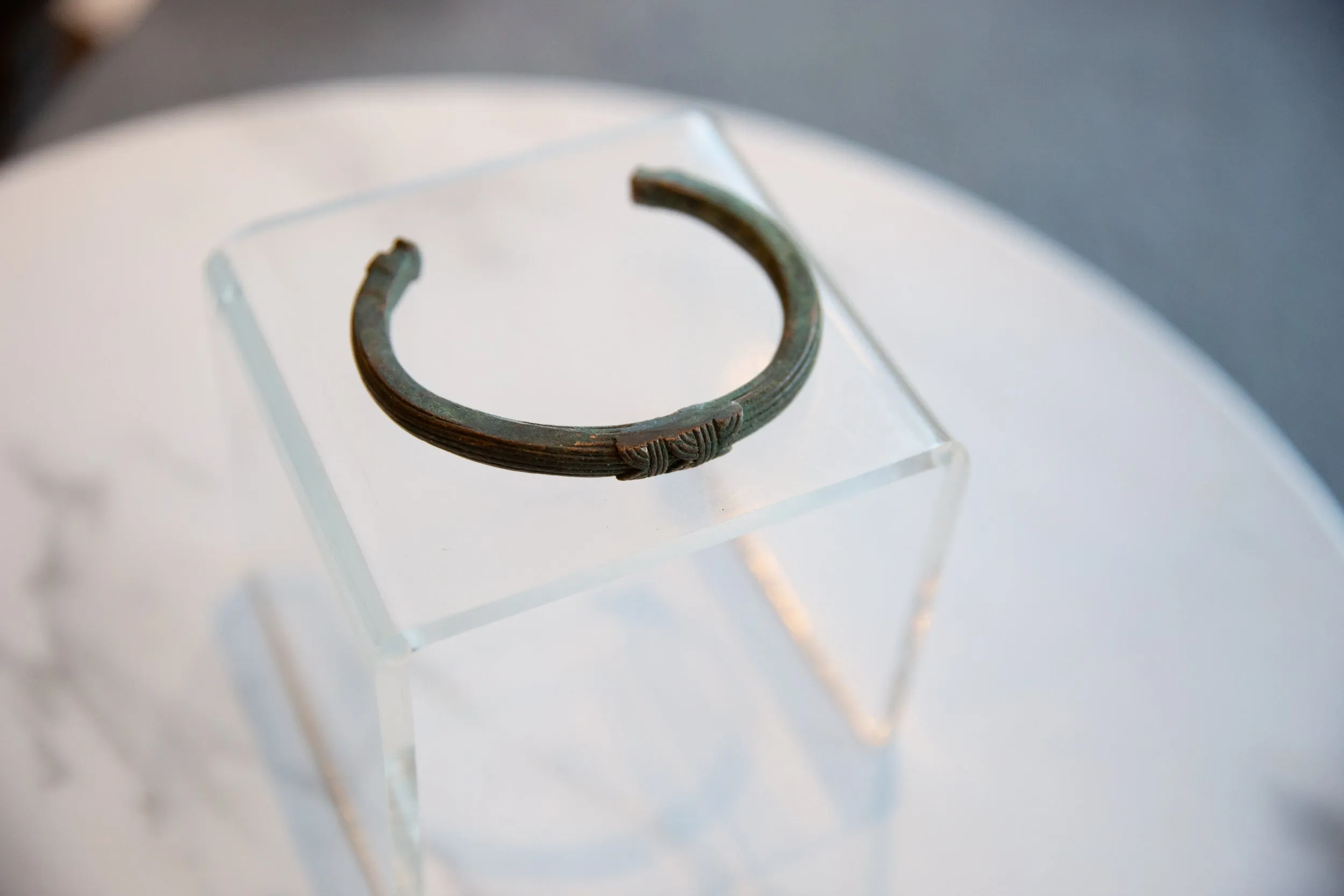 Antique African Copper Cuff Bracelet with Geometric Detailing