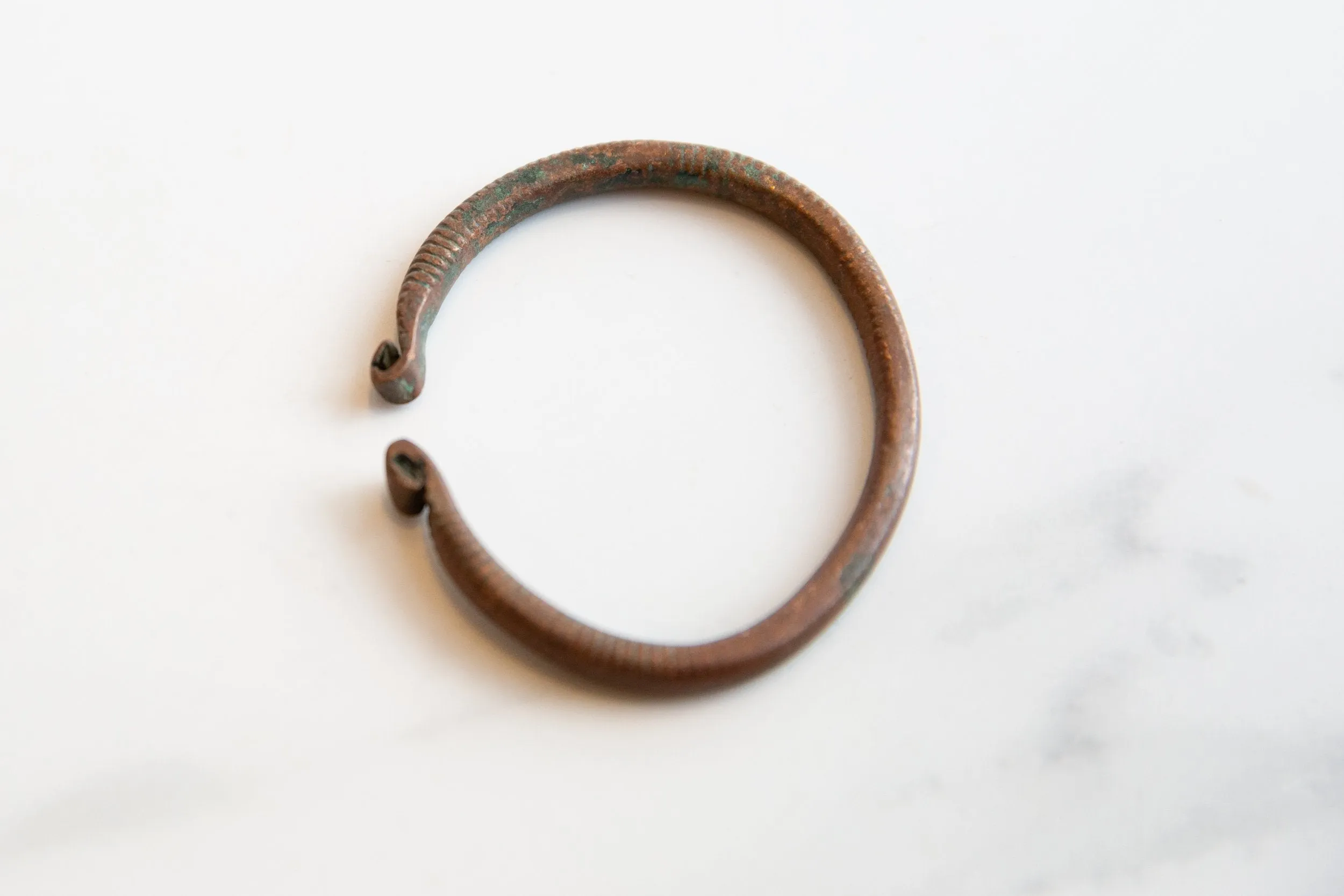 Antique African Copper Snake Bracelet Cuff