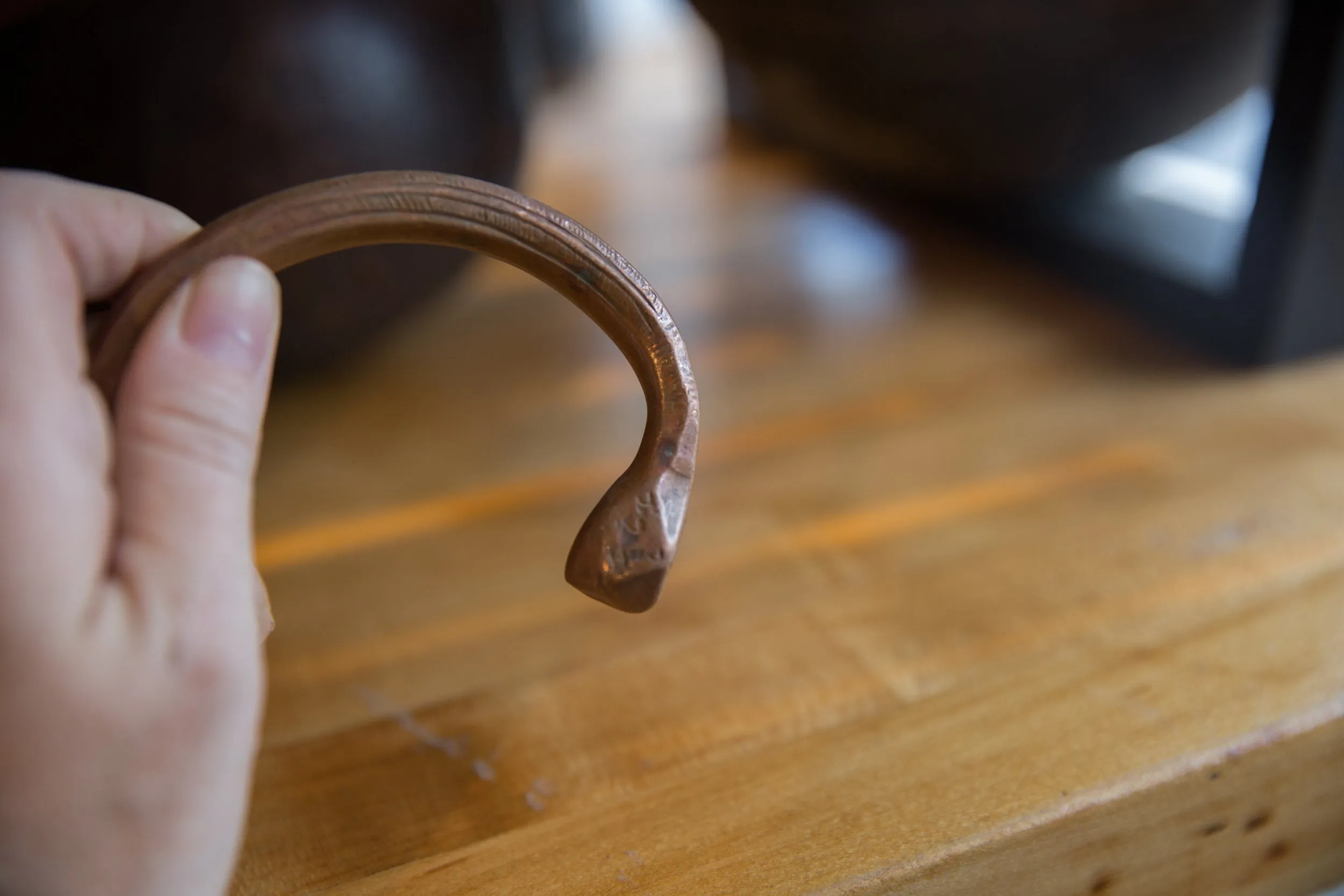 Antique African Copper Snake Cuff Bracelet