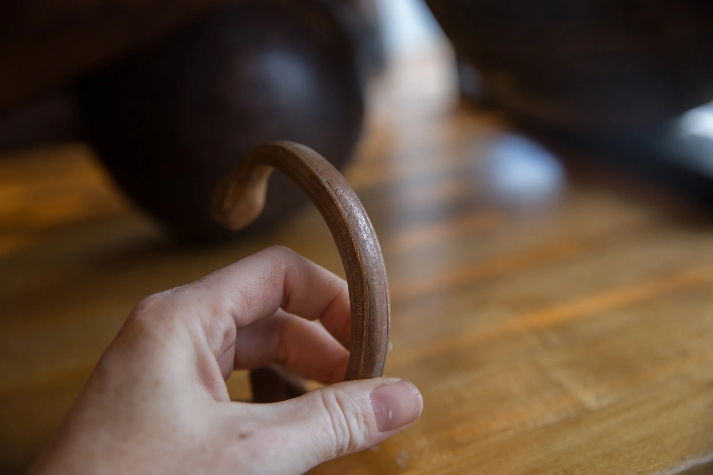 Antique African Copper Snake Cuff Bracelet