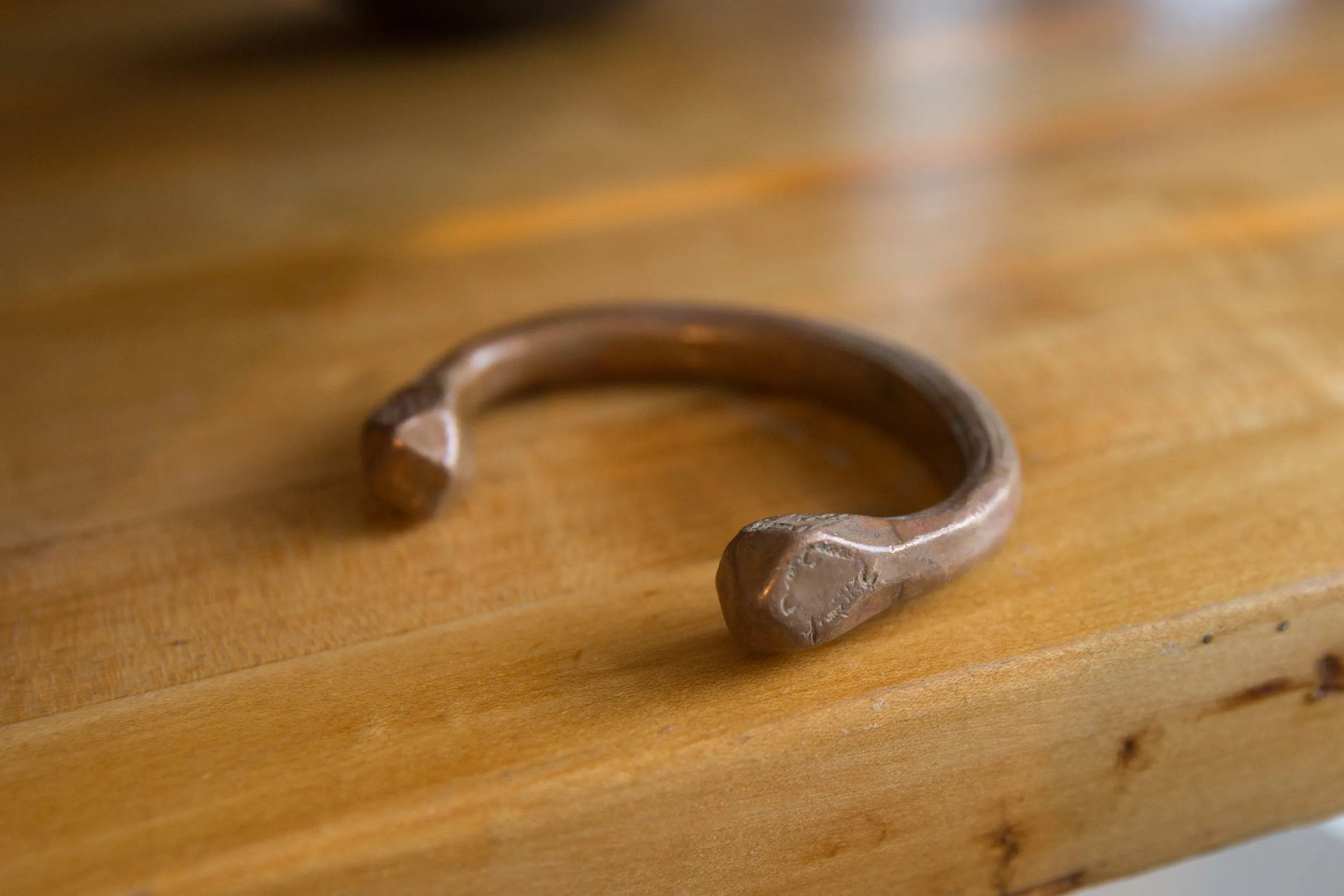 Antique African Copper Snake Cuff Bracelet
