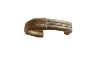Antique African Dark Bronze Stripe Design Cuff Bracelet
