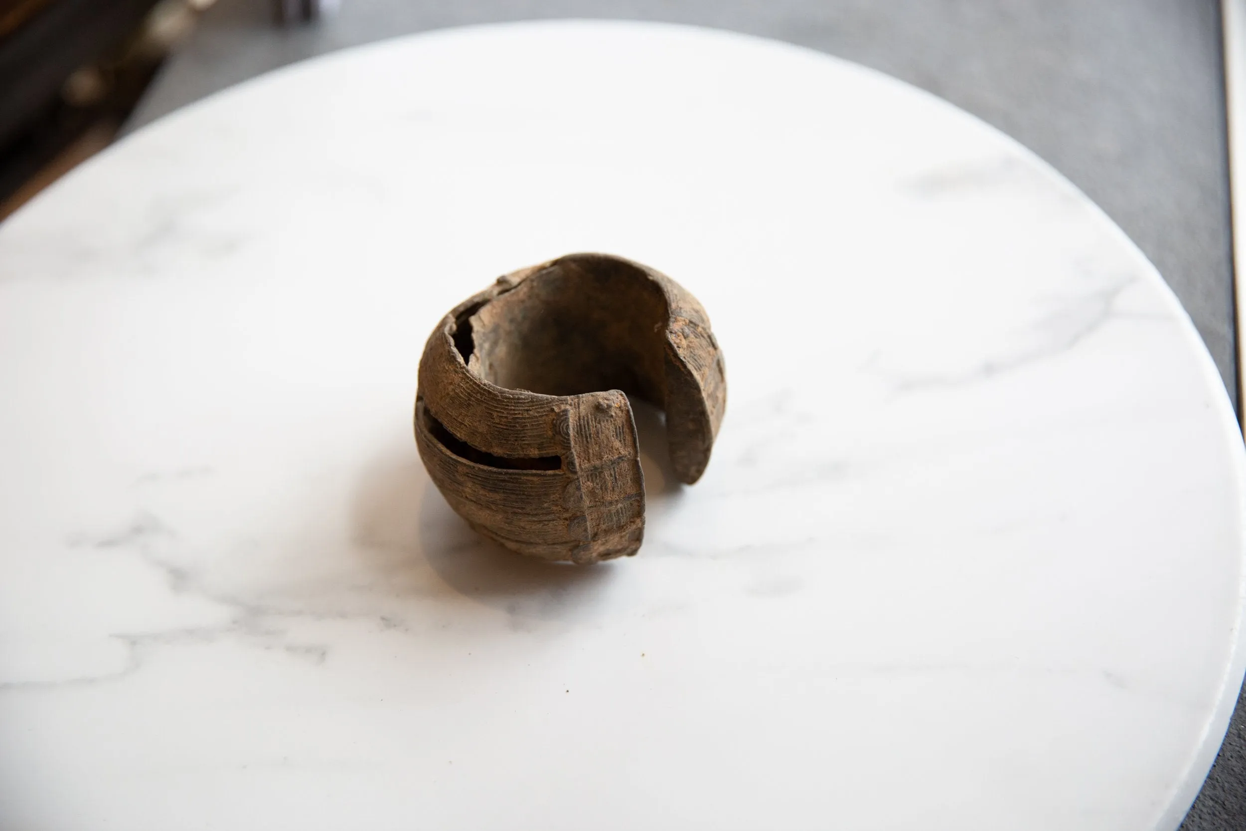 Antique African Lightly Oxidized Copper Stripe Design Cuff Bracelet