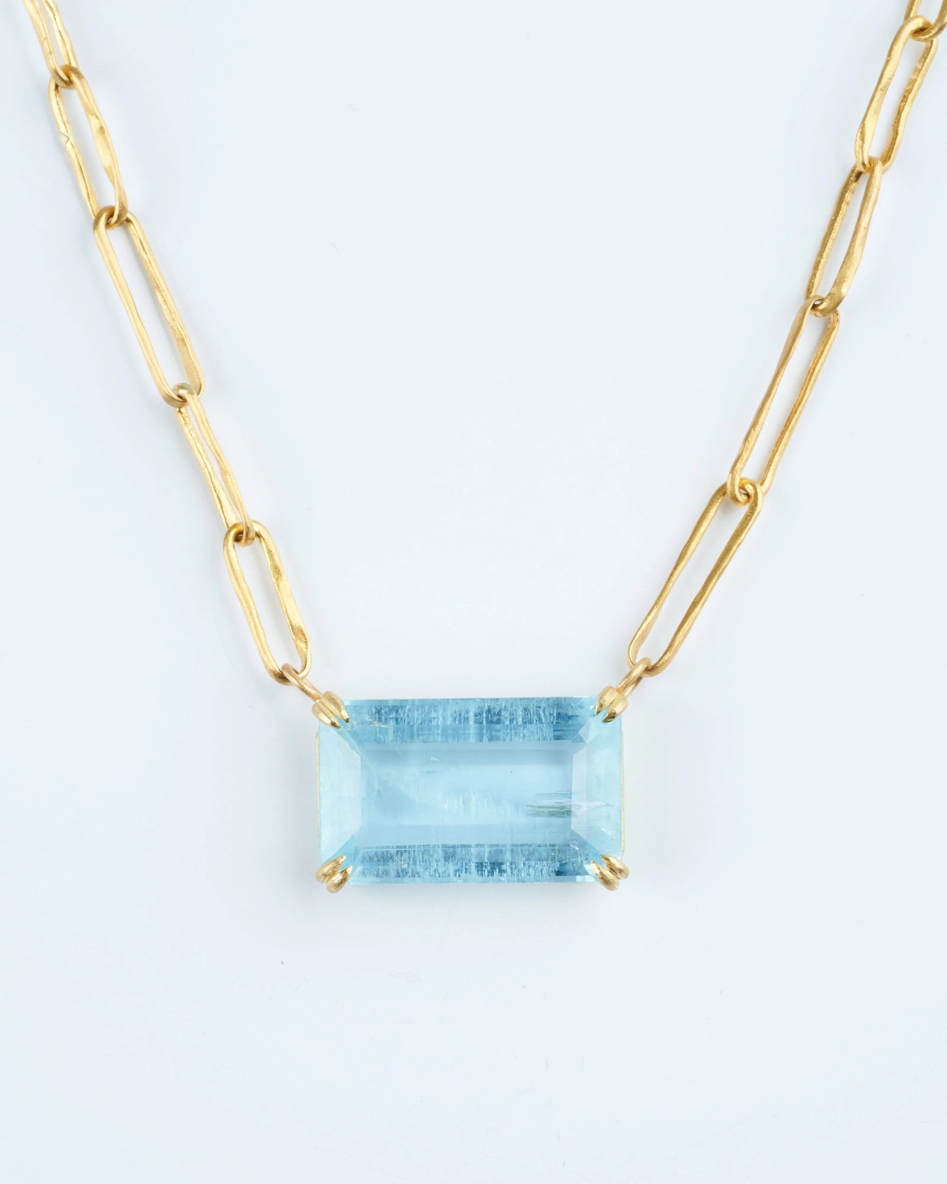 aquamarine bar pendant necklace - aquamarine / gold