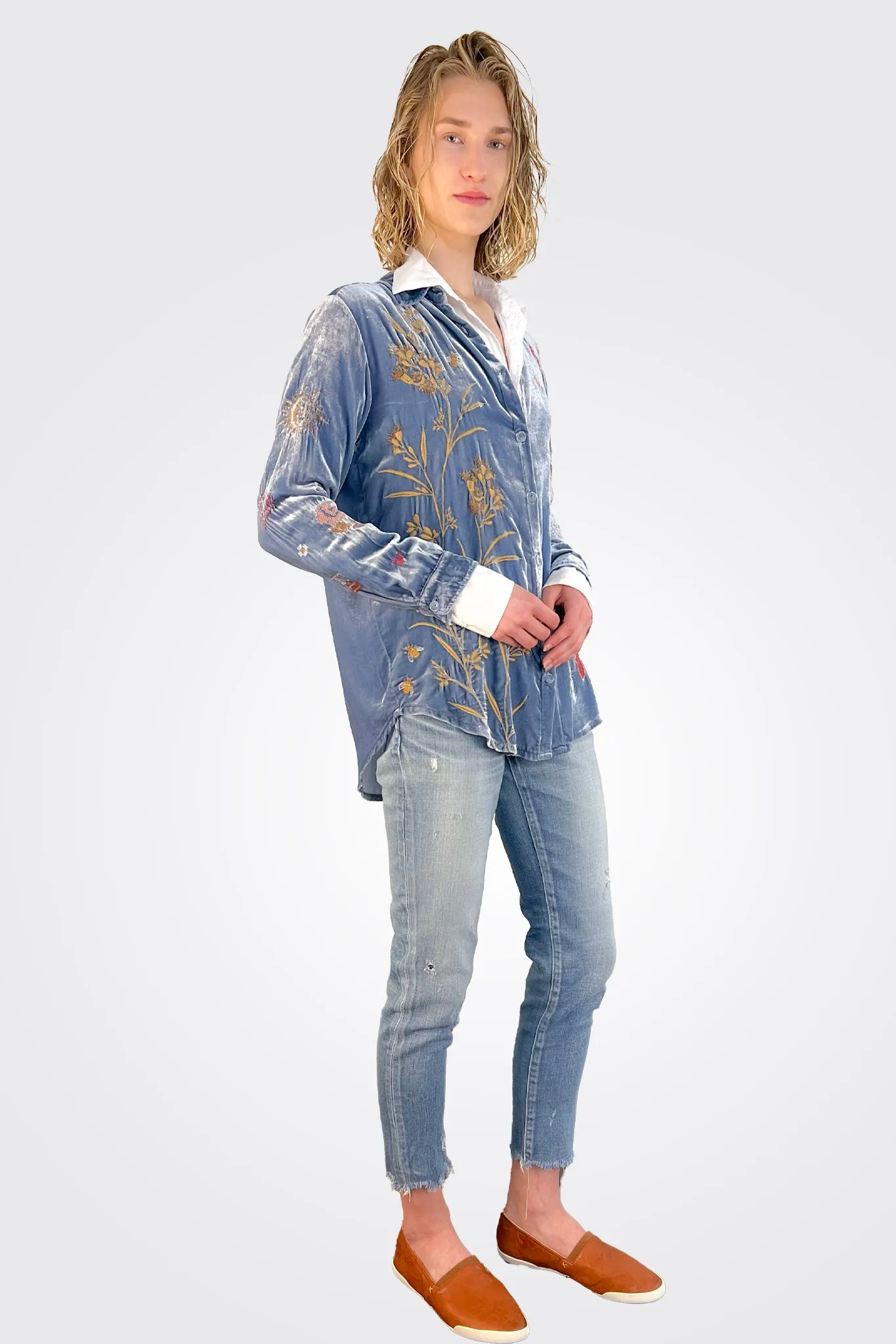 Aria Oversized Shirt - Denim Blue