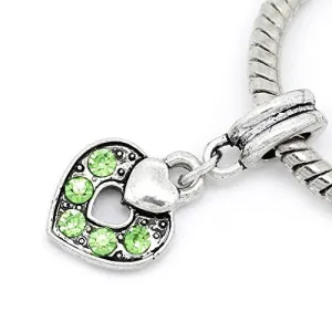 August Birthstone  Crystal Heart Bead Compatible for Most European Snake Chain Bracelet