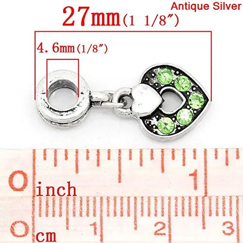 August Birthstone  Crystal Heart Bead Compatible for Most European Snake Chain Bracelet
