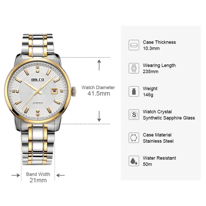 BALCO Watches For Men- Calendar,Automatic,Stylish Watches for Business Meetings