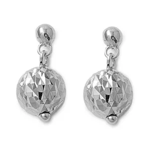 Ball Diamond-Cut Earrings .925 Sterling Silver