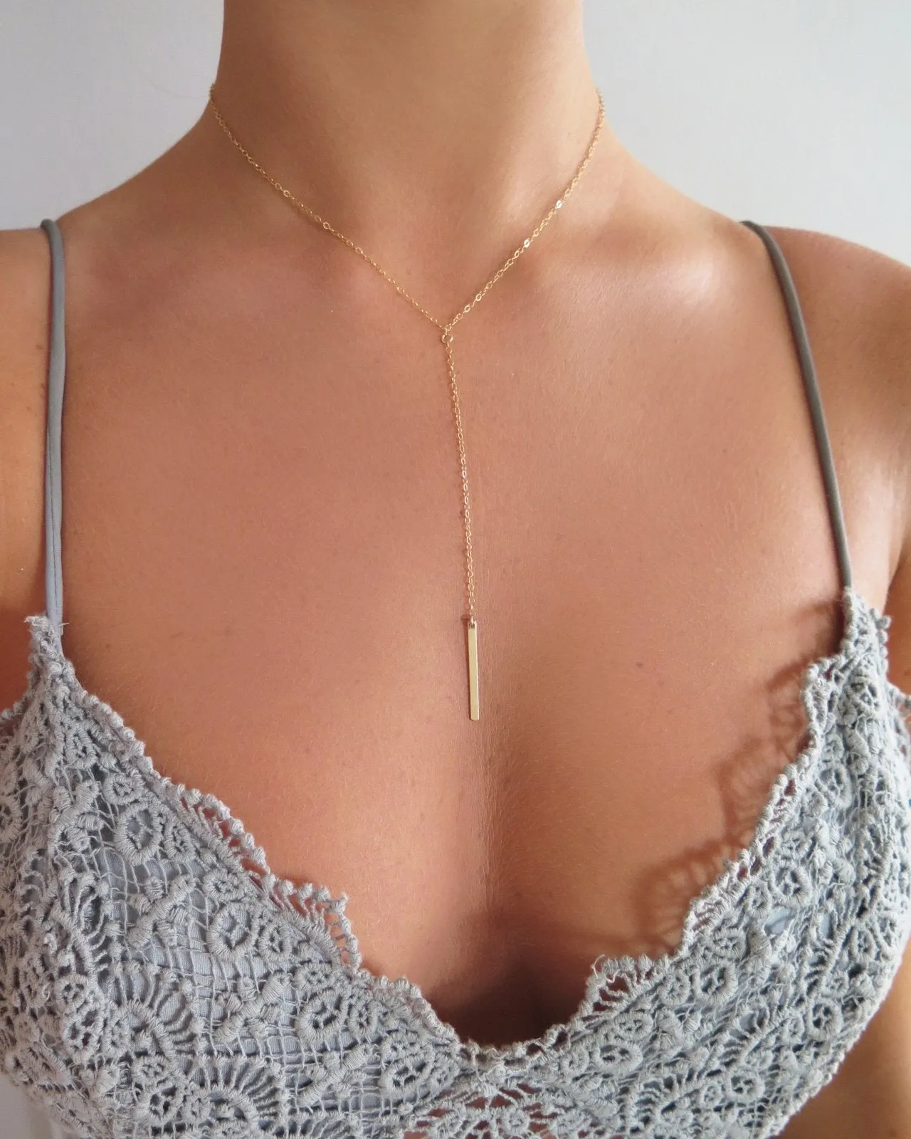 Bar Drop Necklace  - 14k Yellow Gold Fill