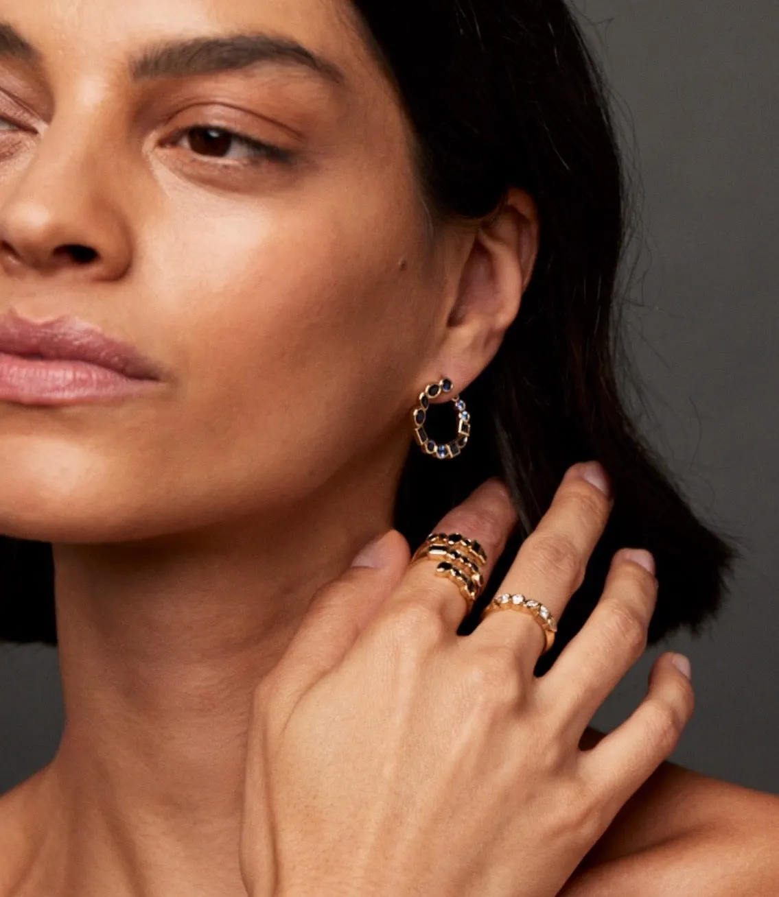 Bezel Crescent earrings