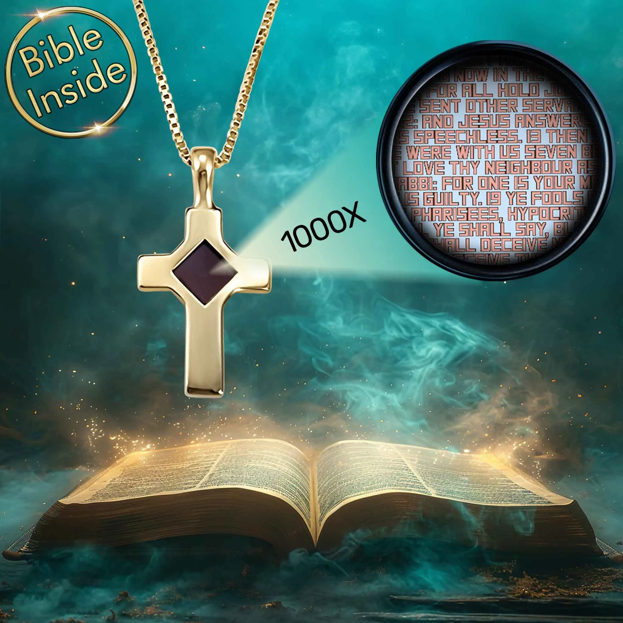 Biblical Necklace With Nano Holy Bible - Petite Cross Necklace