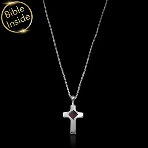 Biblical Necklace With Nano Holy Bible - Petite Cross Necklace