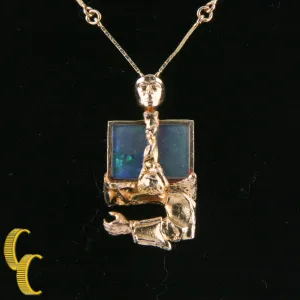 Bjorn Weckstrom Lapponia Black Opal 14k Yellow Gold 1970's Vintage Necklace