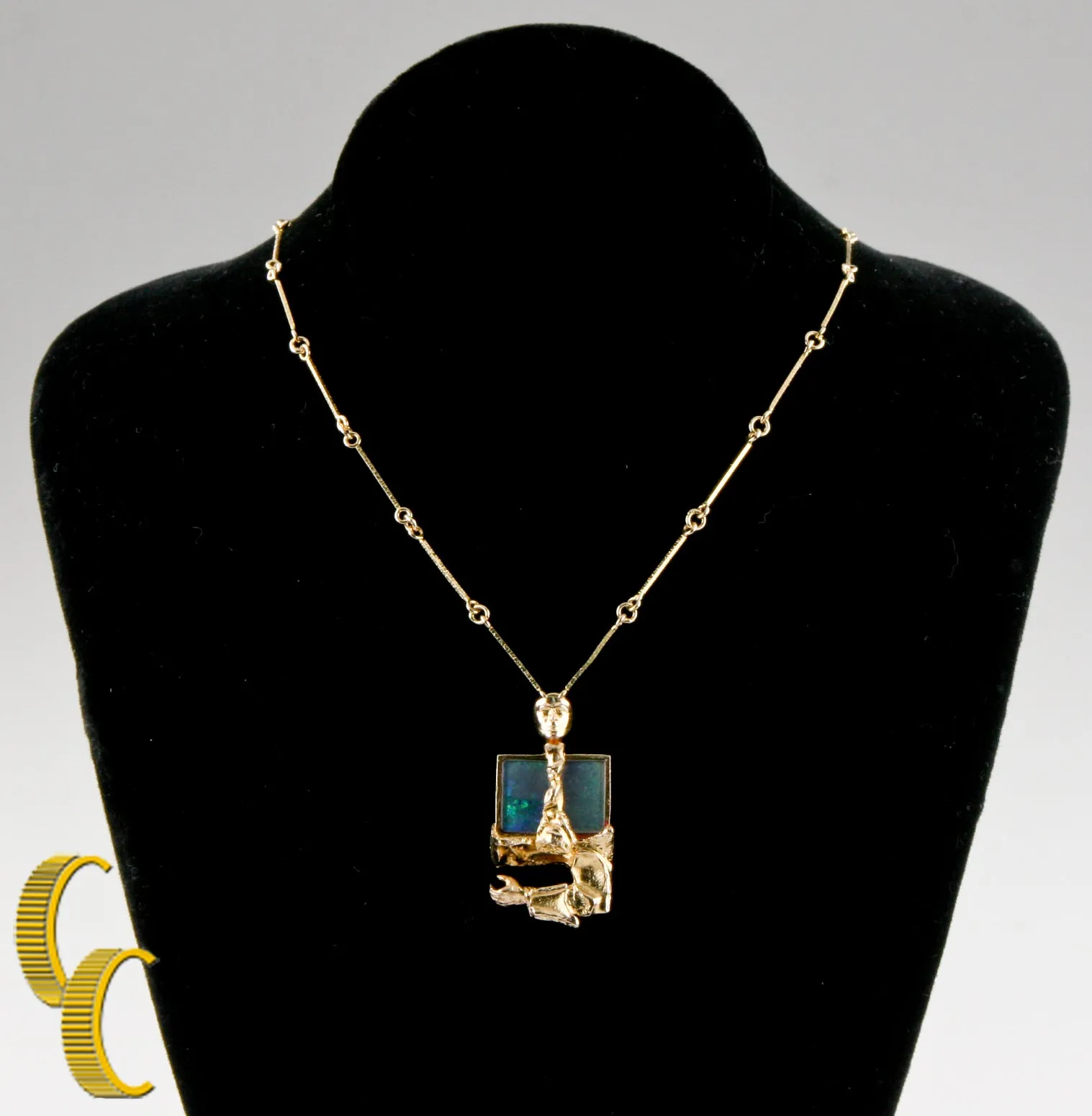 Bjorn Weckstrom Lapponia Black Opal 14k Yellow Gold 1970's Vintage Necklace