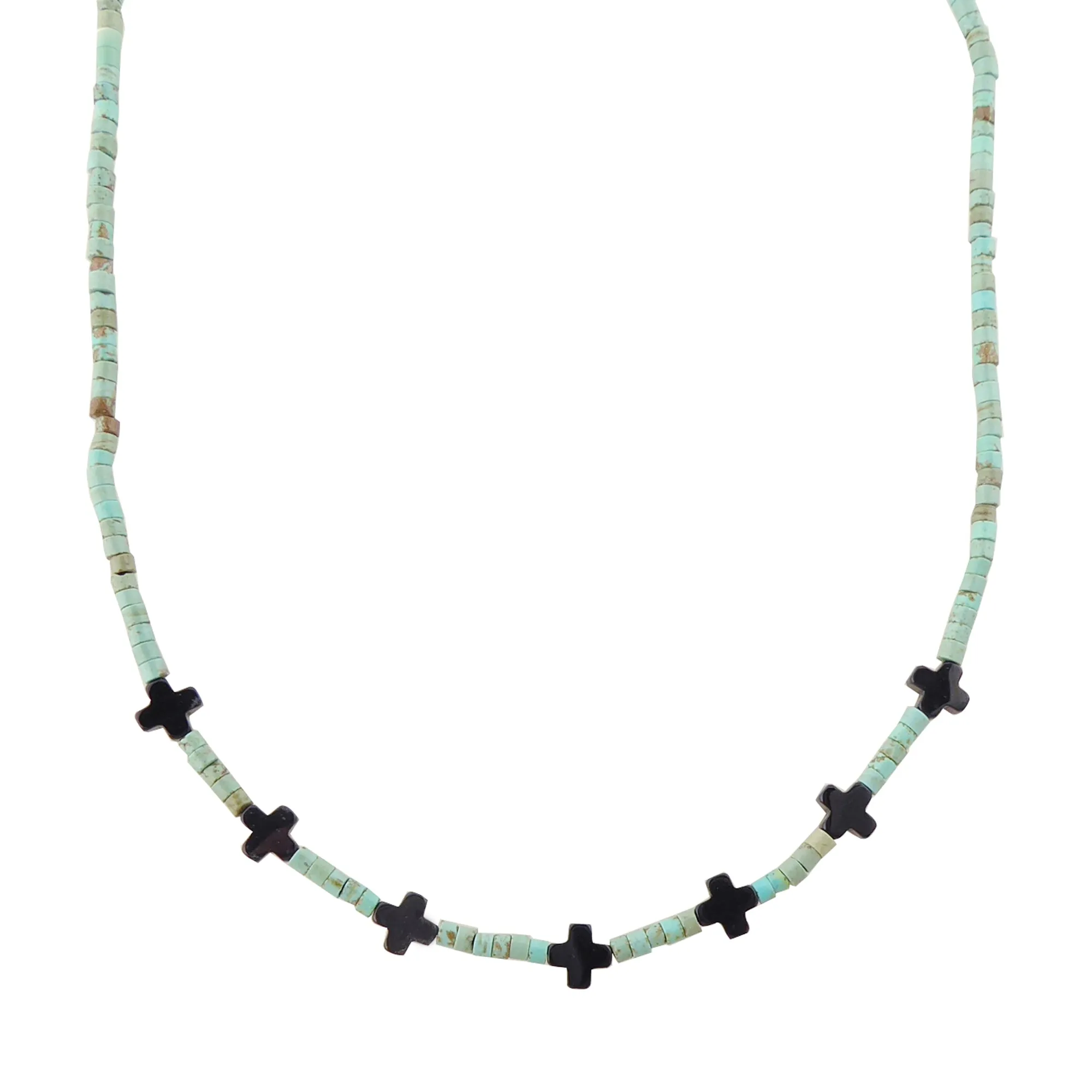 Black mini cross necklace