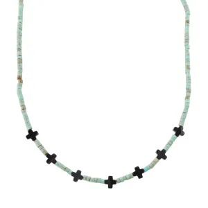 Black mini cross necklace