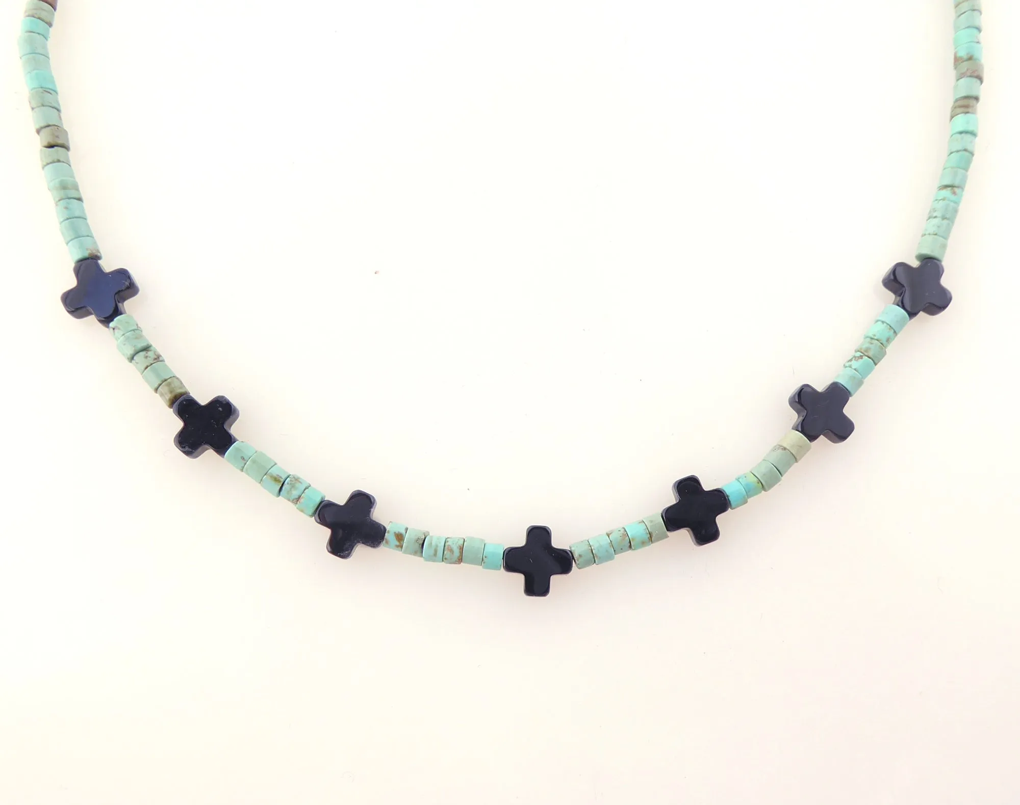 Black mini cross necklace