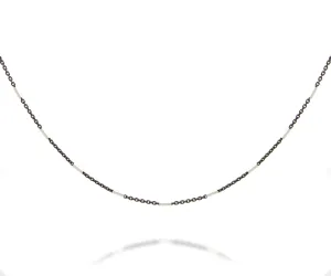 Black Rhodium and Silver Bar Cable Chain