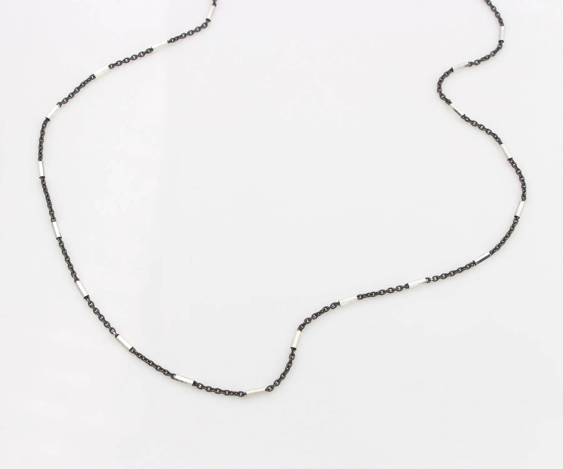 Black Rhodium and Silver Bar Cable Chain