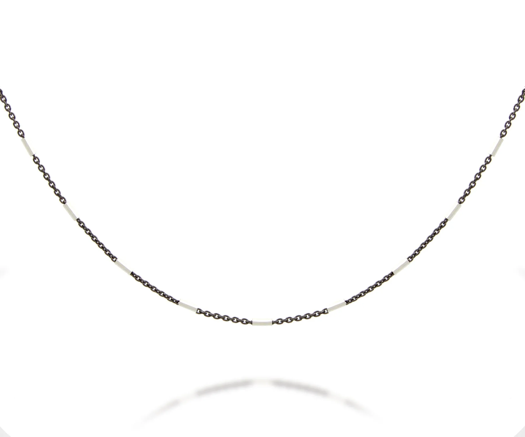 Black Rhodium and Silver Bar Cable Chain
