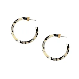 Black Tortoiseshell Resin Hoop Earrings