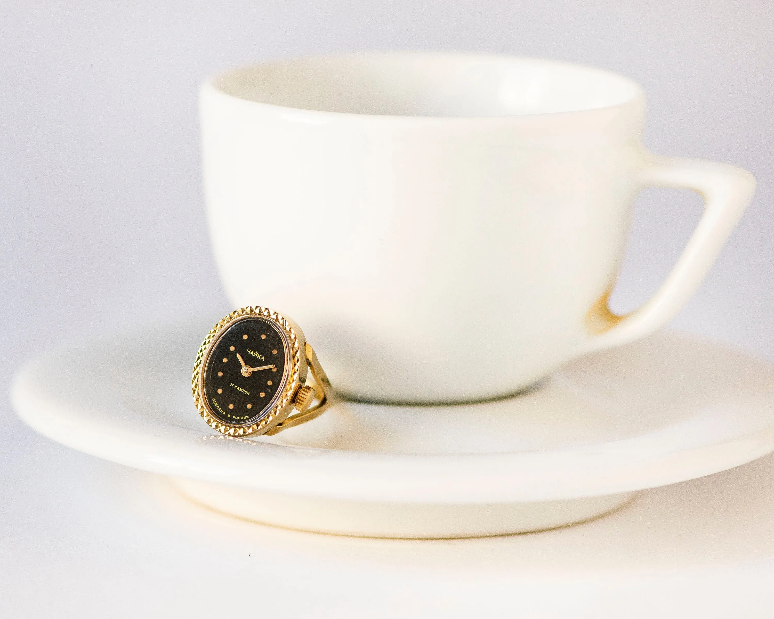 Black women watch ring Seagull, unused gold shade lady ring watch jewelry, cocktail accessory oval ring watch graduation gift watch ring