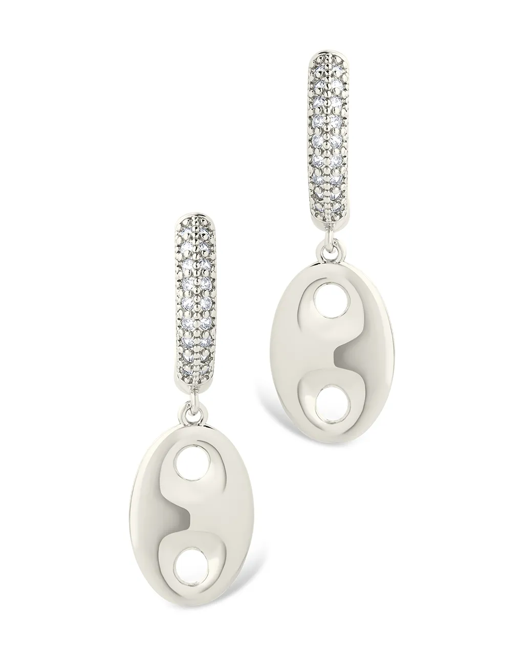 Bliss CZ Anchor Chain Micro Hoop Earrings