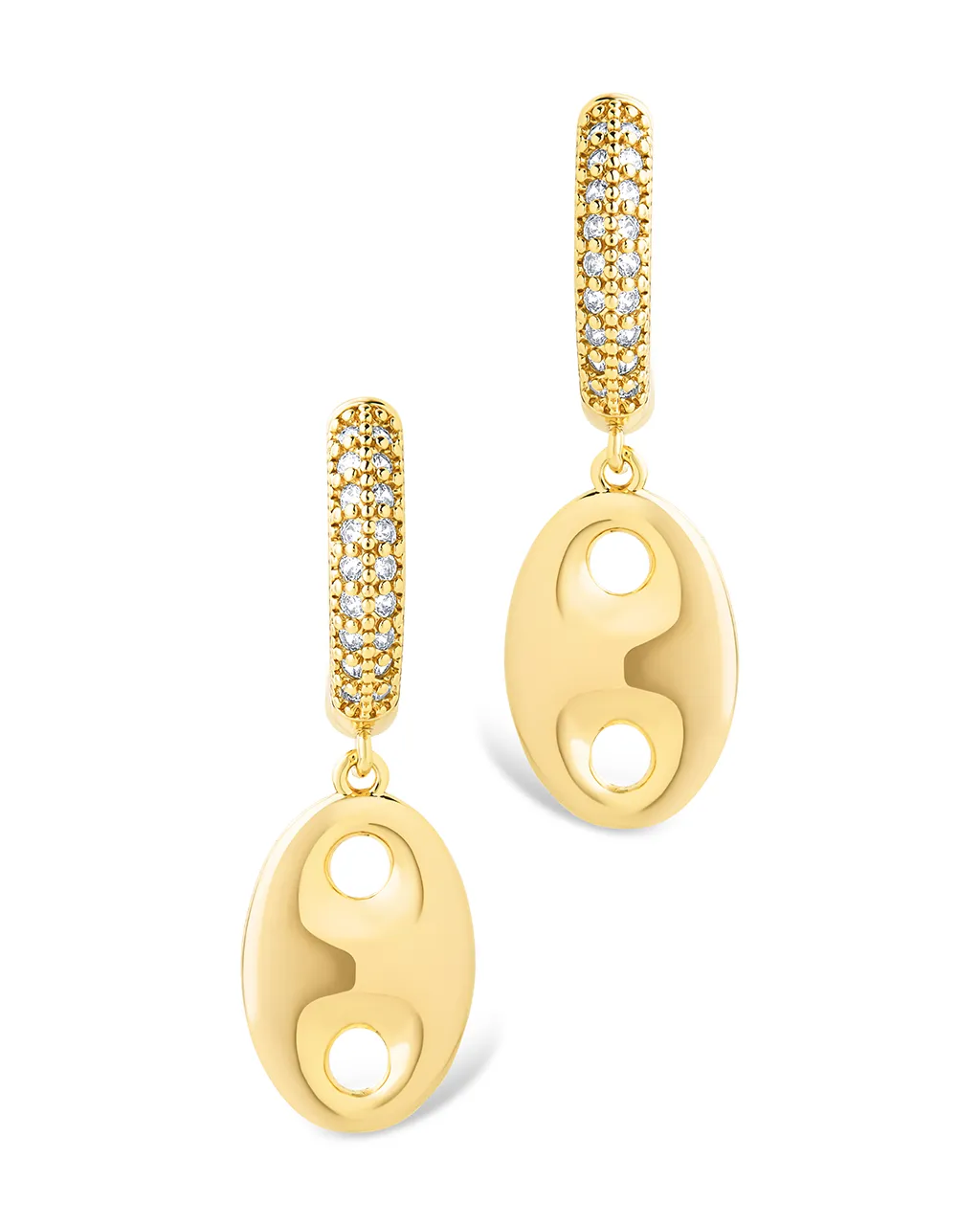 Bliss CZ Anchor Chain Micro Hoop Earrings