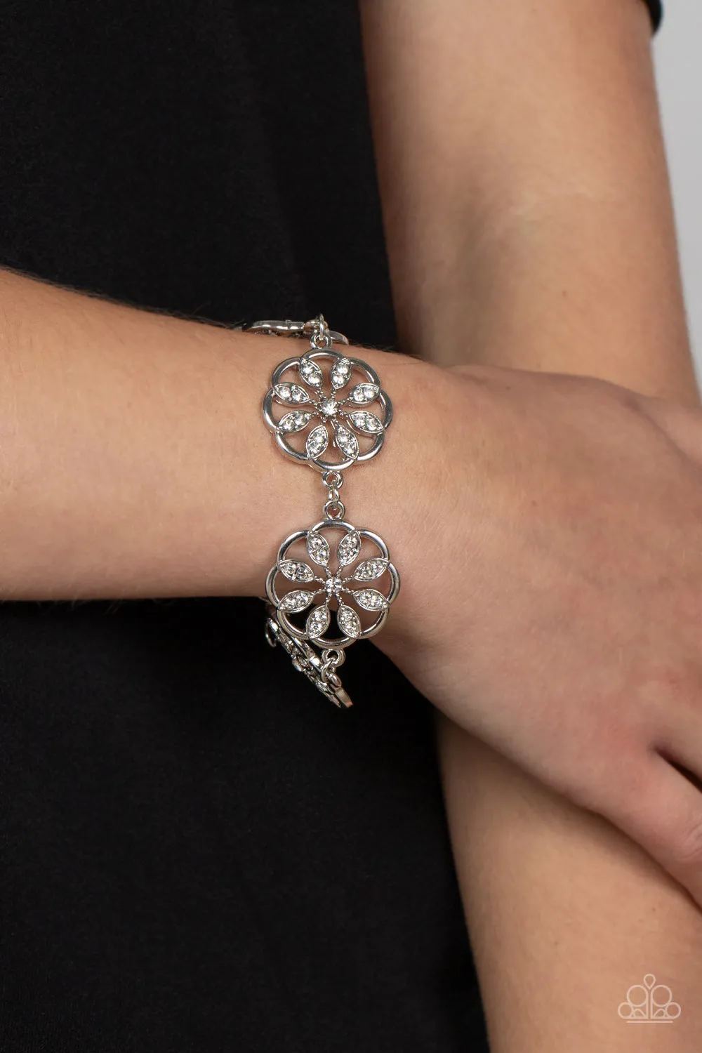 Blooming Bling - White Rhinestone Bracelet