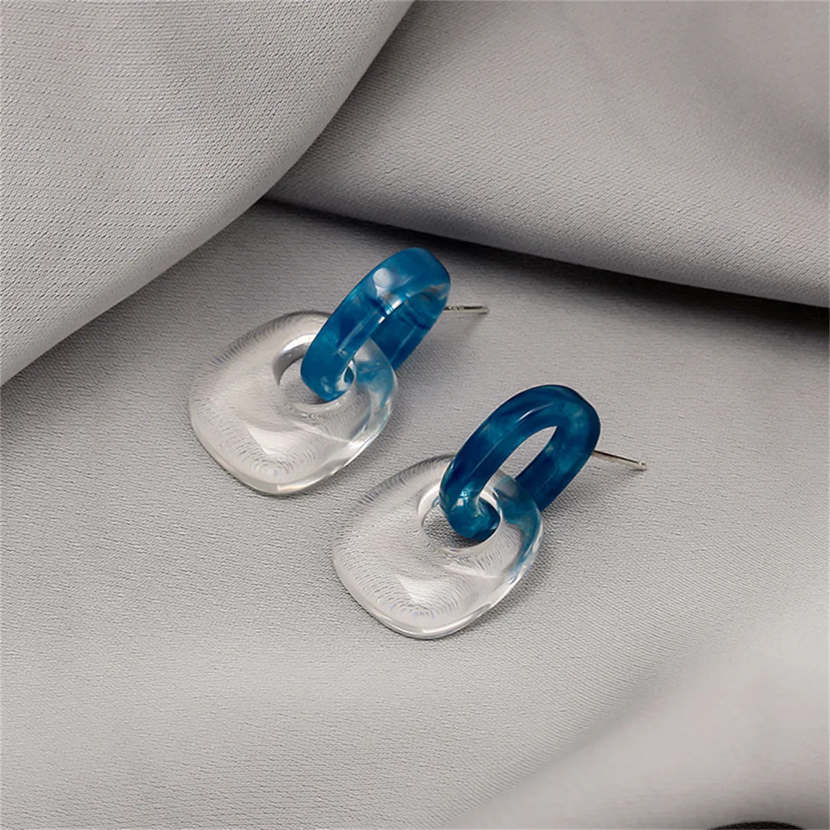 Blue & Clear Catch Drop Earrings