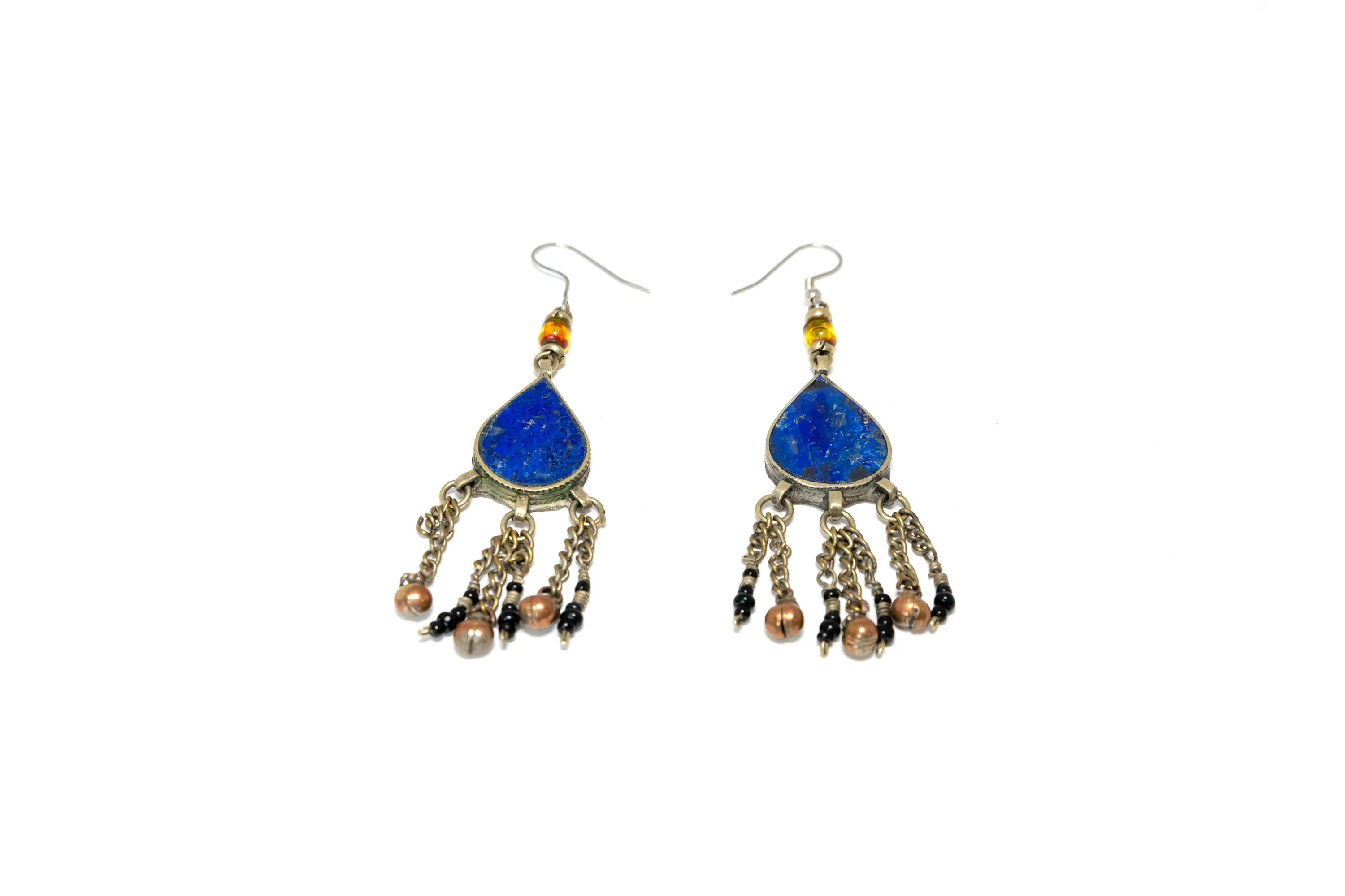 Blue Lapis Stone Drop Earrings