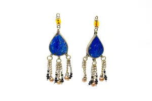 Blue Lapis Stone Drop Earrings